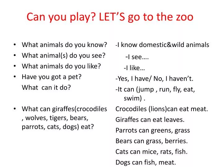 can you play let s go to the zoo