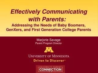 Marjorie Savage Parent Program Director
