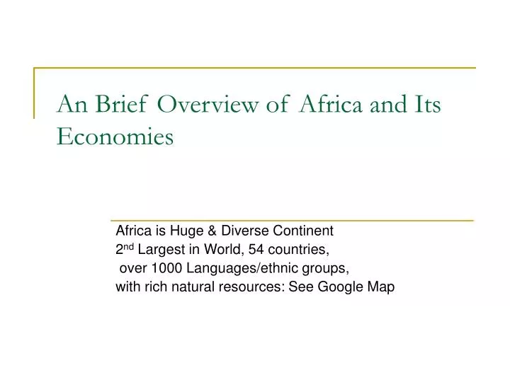 an brief overview of africa and its economies