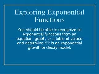 Exploring Exponential Functions