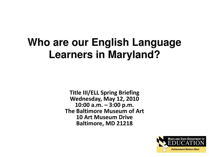who are our english language learners in maryland