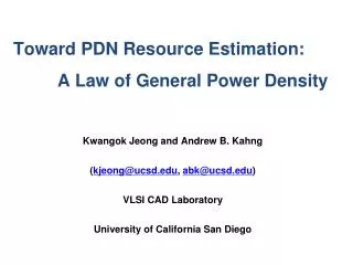 Toward PDN Resource Estimation: A Law of General Power Density