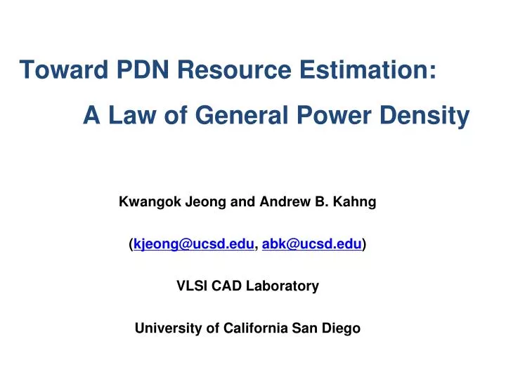 toward pdn resource estimation a law of general power density