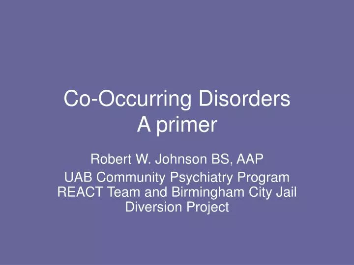 co occurring disorders a primer