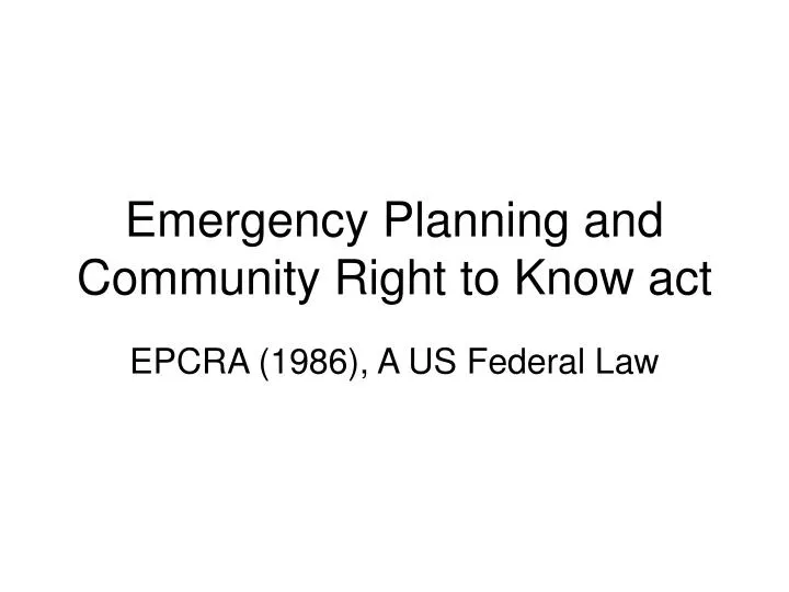 emergency planning and community right to know act