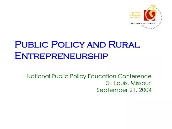 public policy and rural entrepreneurship