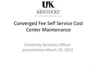 Converged Fee Self Service Cost Center Maintenance