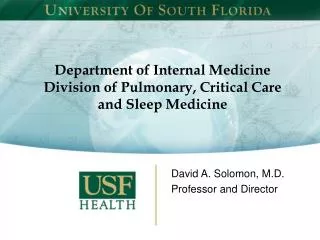 Department of Internal Medicine Division of Pulmonary, Critical Care and Sleep Medicine