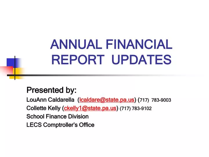 annual financial report updates