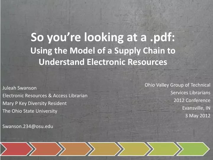 so you re looking at a pdf using the model of a supply chain to understand electronic resources