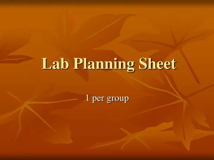 lab planning sheet