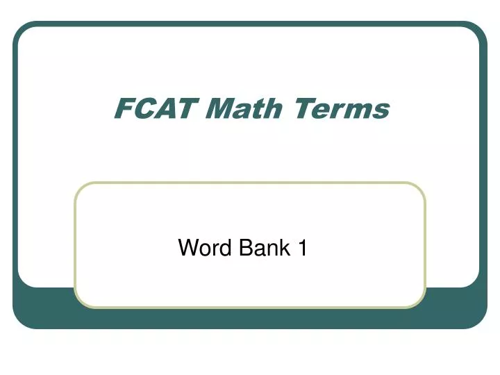 fcat math terms