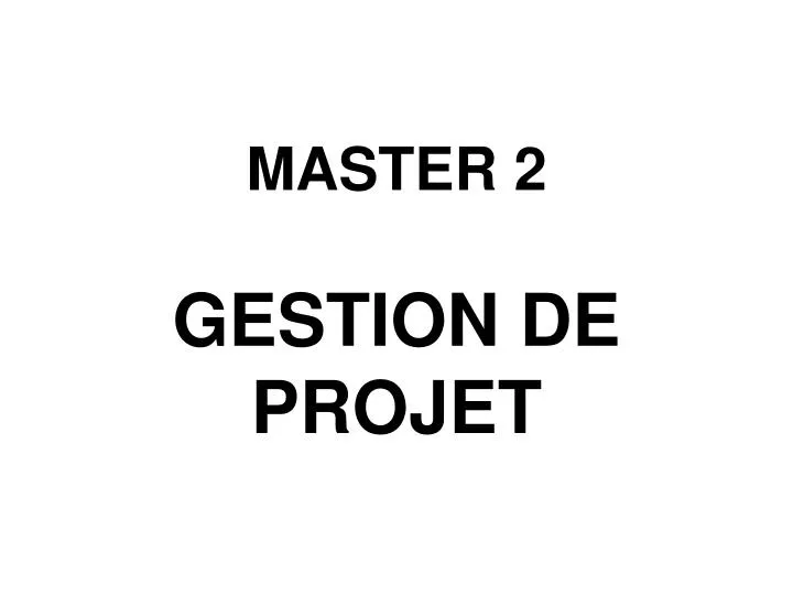 master 2 gestion de projet