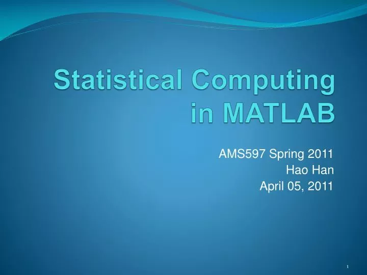 statistical computing in matlab