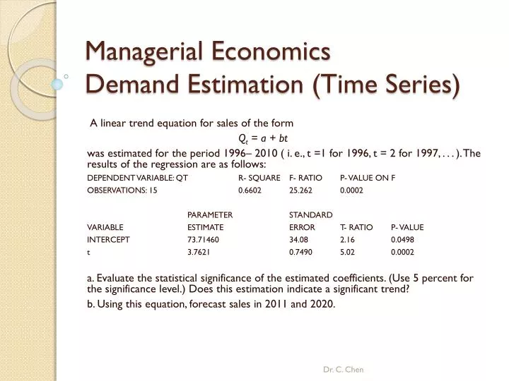 managerial economics demand estimation time series