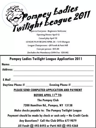Pompey Ladies Twilight League Application 2011