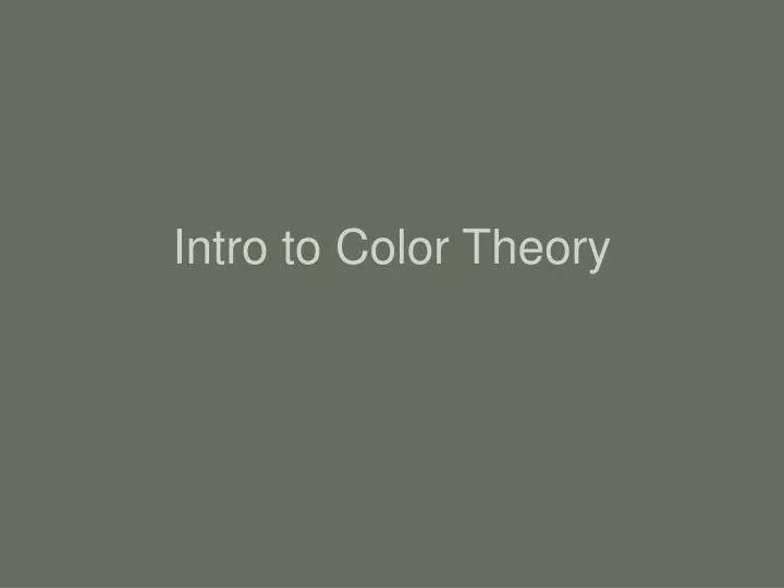 intro to color theory