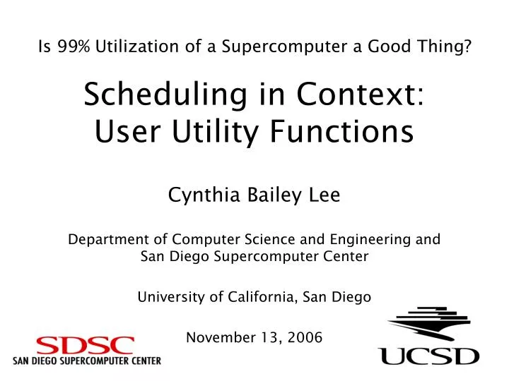 is 99 utilization of a supercomputer a good thing scheduling in context user utility functions
