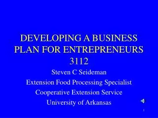 DEVELOPING A BUSINESS PLAN FOR ENTREPRENEURS 3112