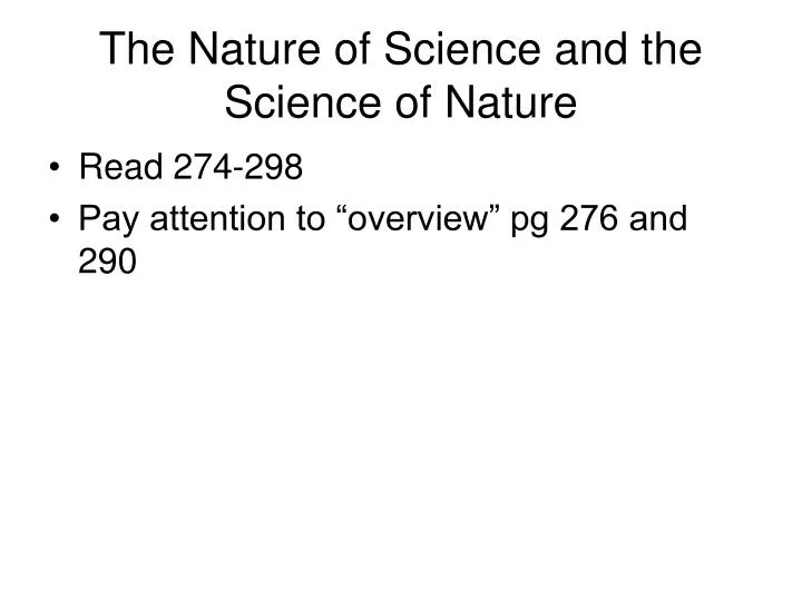the nature of science and the science of nature