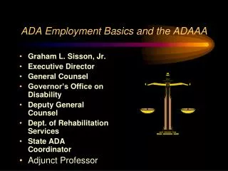 ADA Employment Basics and the ADAAA