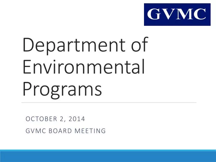 department of environmental programs