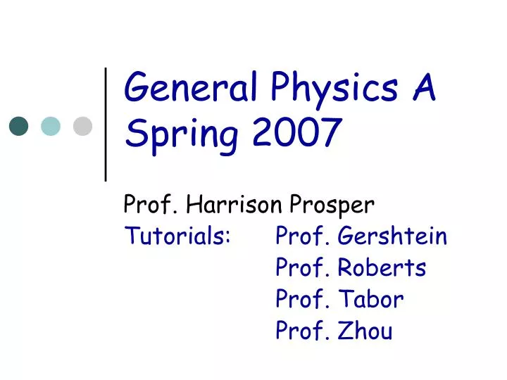 general physics a spring 2007
