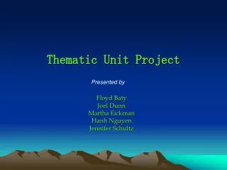Thematic Unit Project