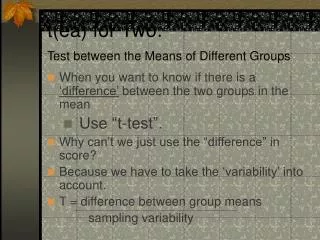 t(ea) for Two: Test between the Means of Different Groups