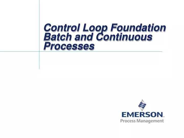 control loop foundation batch and continuous processes