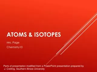 Atoms &amp; Isotopes