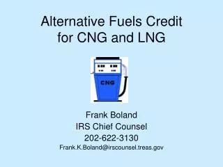 Alternative Fuels Credit for CNG and LNG