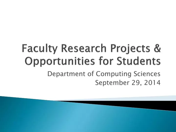 faculty research projects opportunities for students