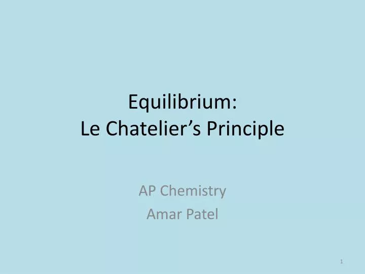 equilibrium le chatelier s principle