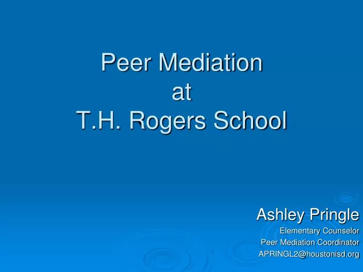 peer mediation at t h rogers school