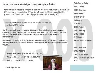 How much money did you have from your Father