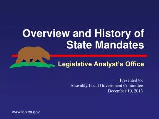 Overview and History of State Mandates