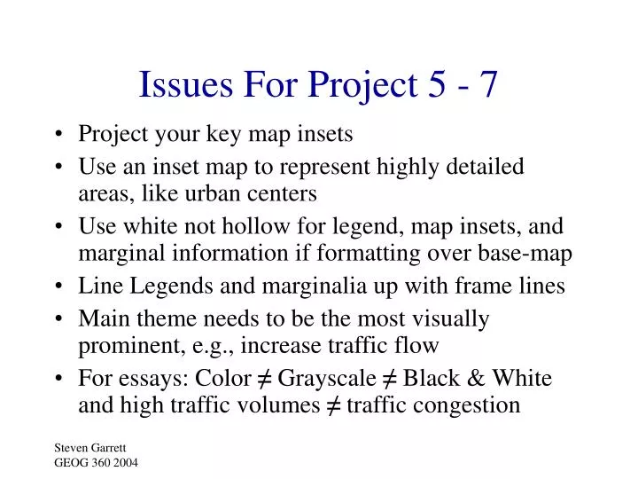 issues for project 5 7