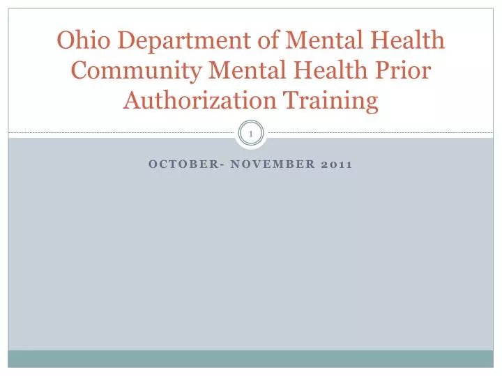 ohio department of mental health community mental health prior authorization training
