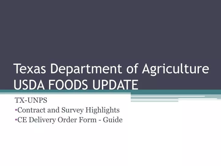 texas department of agriculture usda foods update