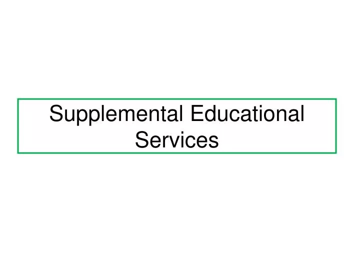 supplemental educational services