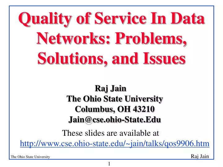 quality of service in data networks problems solutions and issues