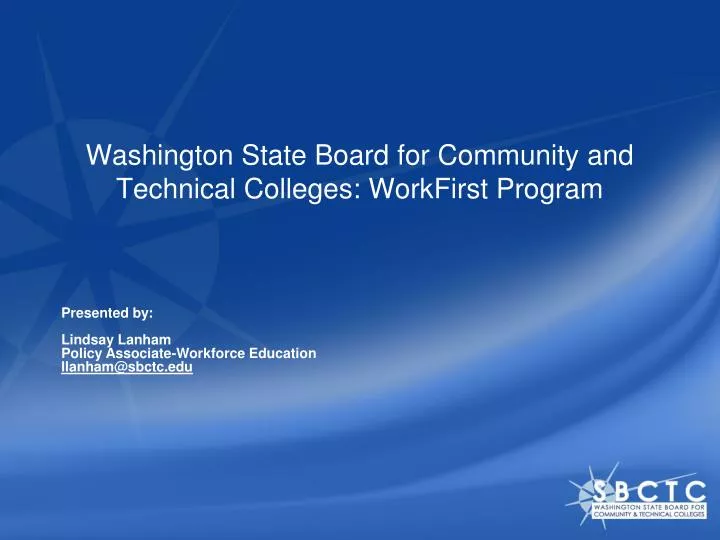washington state board for community and technical colleges workfirst program