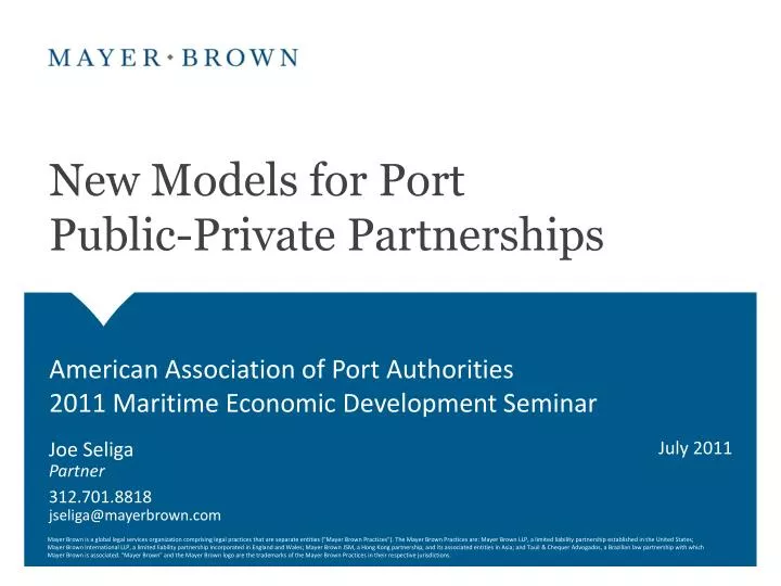 new models for port public private partnerships