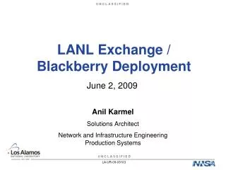 LANL Exchange / Blackberry Deployment