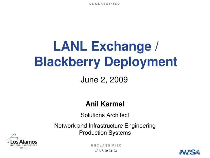 lanl exchange blackberry deployment