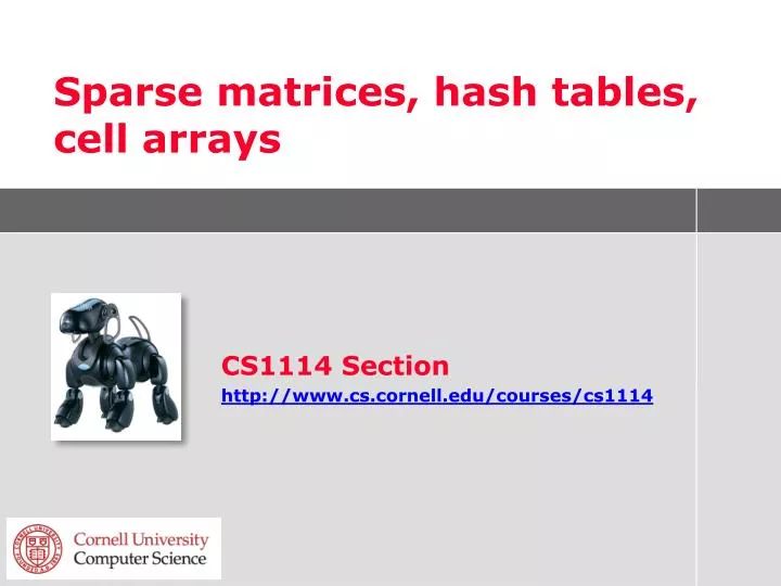 sparse matrices hash tables cell arrays