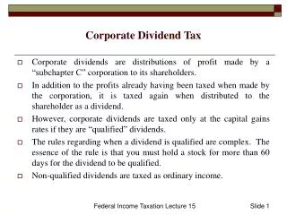 Corporate Dividend Tax