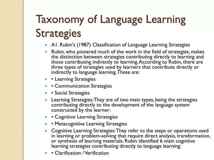 taxonomy of language learning strategies