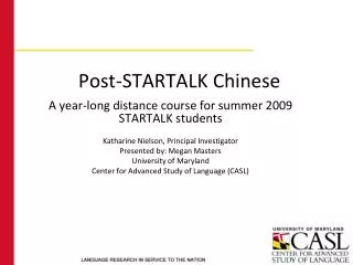 Post-STARTALK Chinese